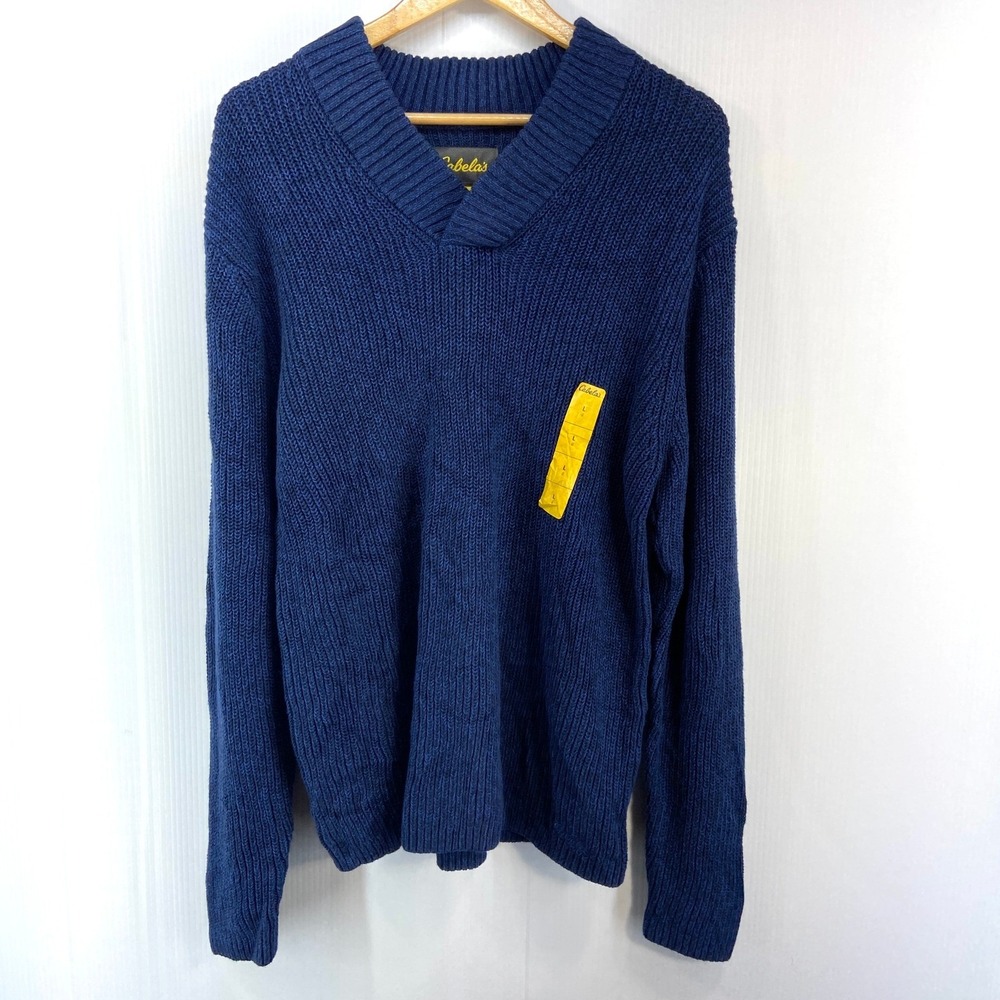 Cabelas Mens Navy Blue Fatigue Sweater Large NWT